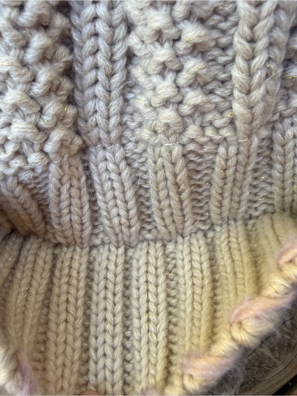 Cozy Cream Knit Pom Beanie with Subtle Color Accents Cara New York